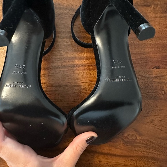 Saint Laurent Black Velvet Amber Ankle Strap - Picture 3 of 3